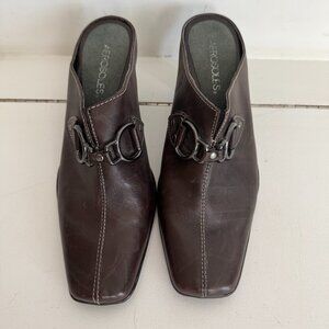 Aerosoles Cinch Worm Women Comfort Mules Slip On Shoes Brown Heels Size 8.5 B